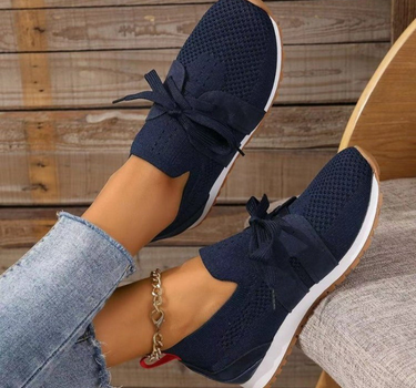 Marine Blue Women’s Orthopedic-Ergonomic Fit Sneakers on the model