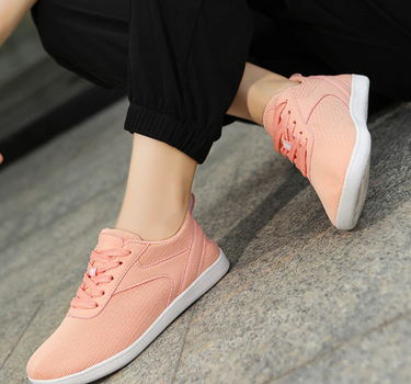 Pink Unisex Breathable Sole Lightweight Barefoot Shoes on the model