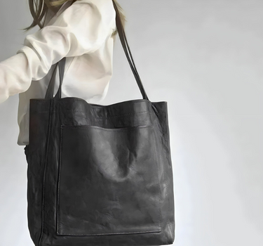Black Women’s Elegant Double Strap Handbag on the model