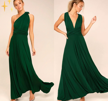 Green Women’s Elegant Lightweight Wrap Dress on model