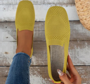 Yellow Women’s Orthopedic Arch Support Slippers on the model