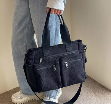 Black Women’s Everyday Multi-Pocket Bag on the model