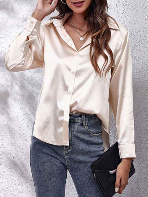 Silver Women's Classic Long-Sleeved Shirt on model