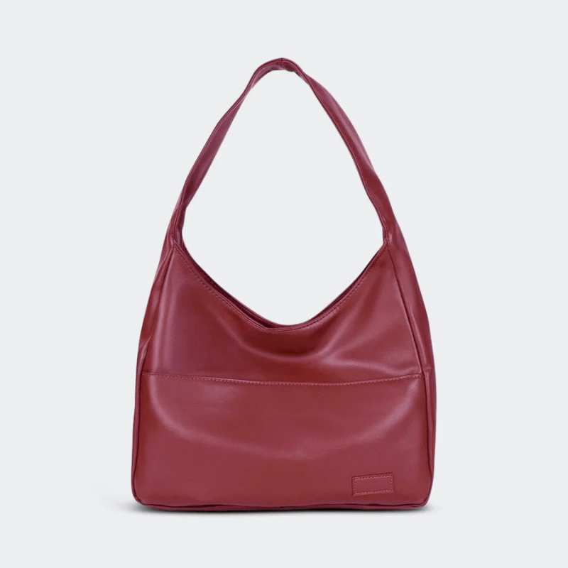 Women’s Red Spacious Leather Shoulder Bag