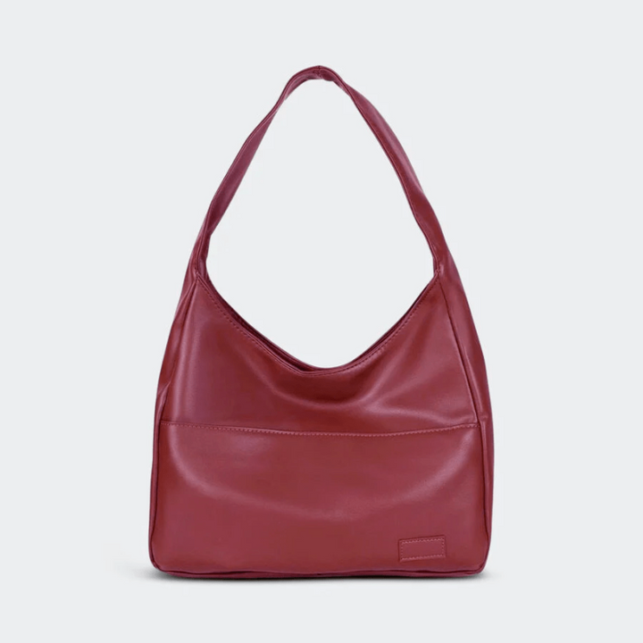 Women’s Red Spacious Leather Shoulder Bag