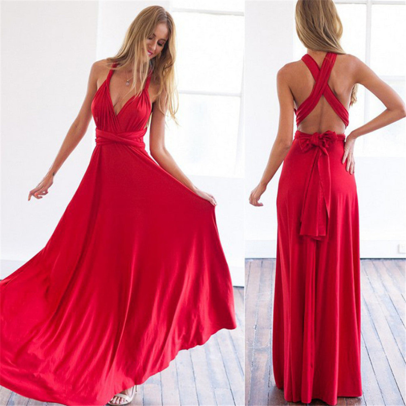 Red Women’s Elegant Lightweight Wrap Dress on model