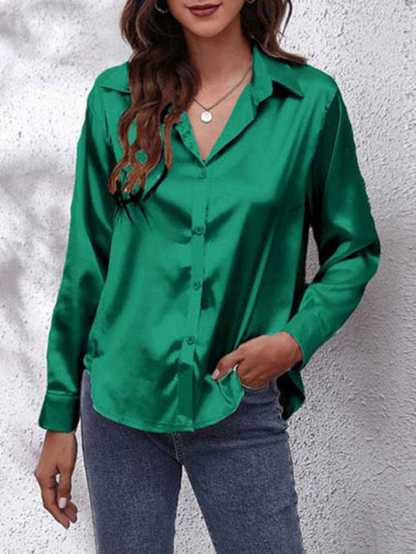 Green Women's Classic Long-Sleeved Shirt on model