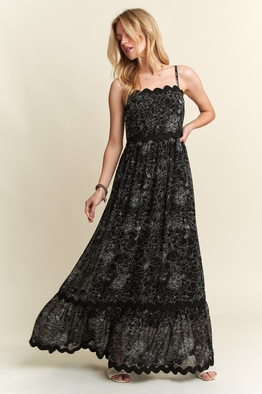 Adora | Women's Floral Adjustable Strap Maxi Cami Dress