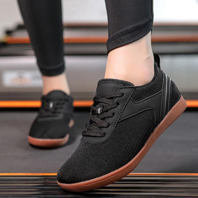 Black Unisex Breathable Sole Lightweight Barefoot Shoes on the model