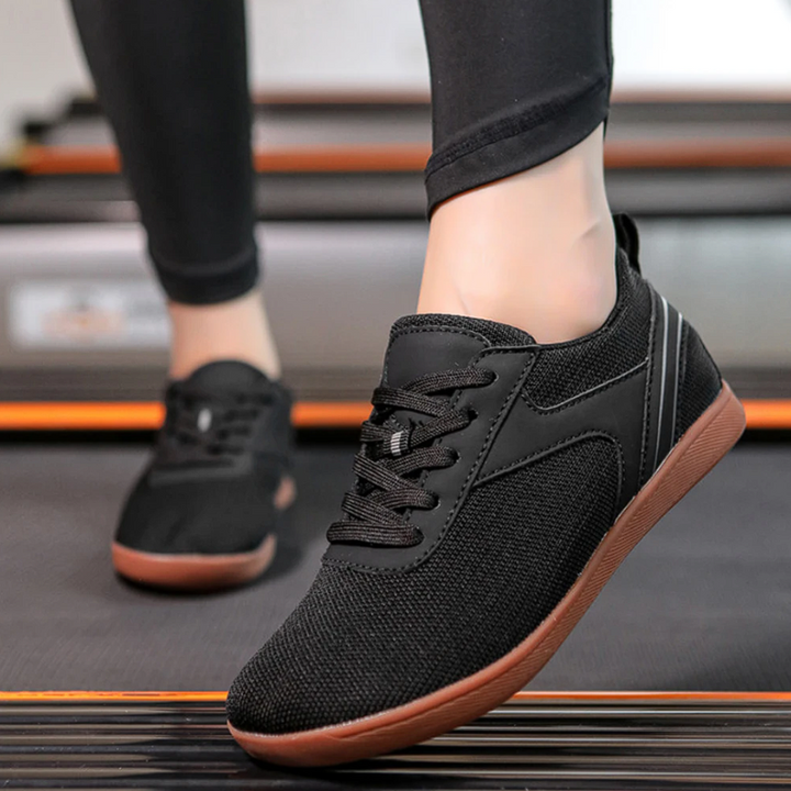 Black Unisex Breathable Sole Lightweight Barefoot Shoes on the model