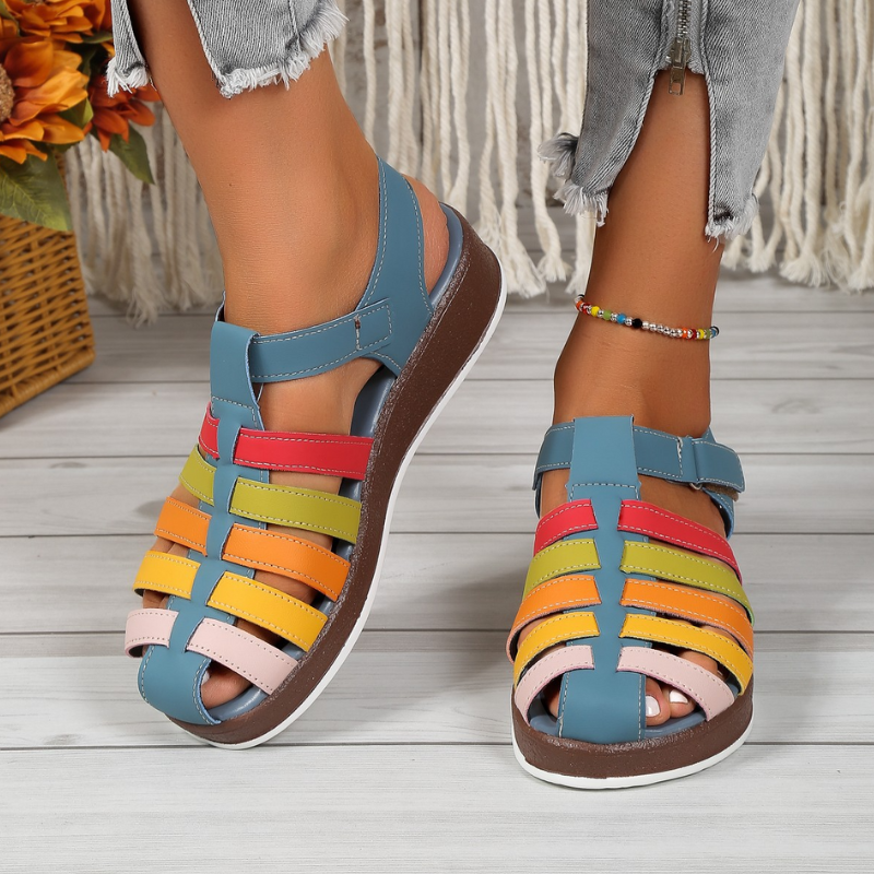 Blue Women’s Elegant Posture Comfort Support Sandals on model
