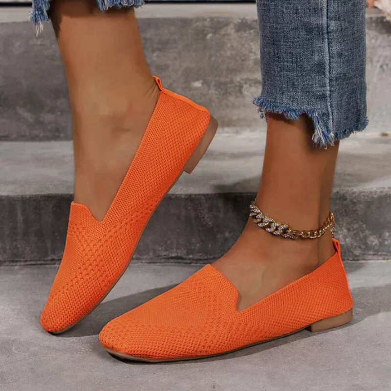 Orange Women’s Orthopedic Arch Support Slippers on the model