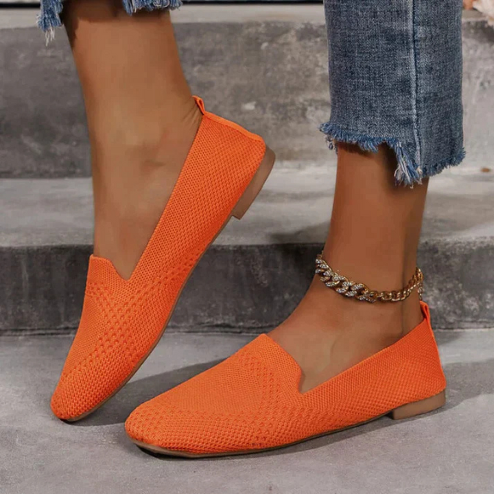 Orange Women’s Orthopedic Arch Support Slippers on the model