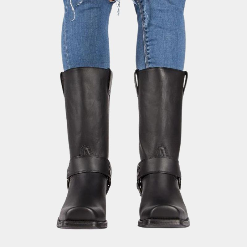 Black Men’s Modern Western Style Cowboy Boots on the model 