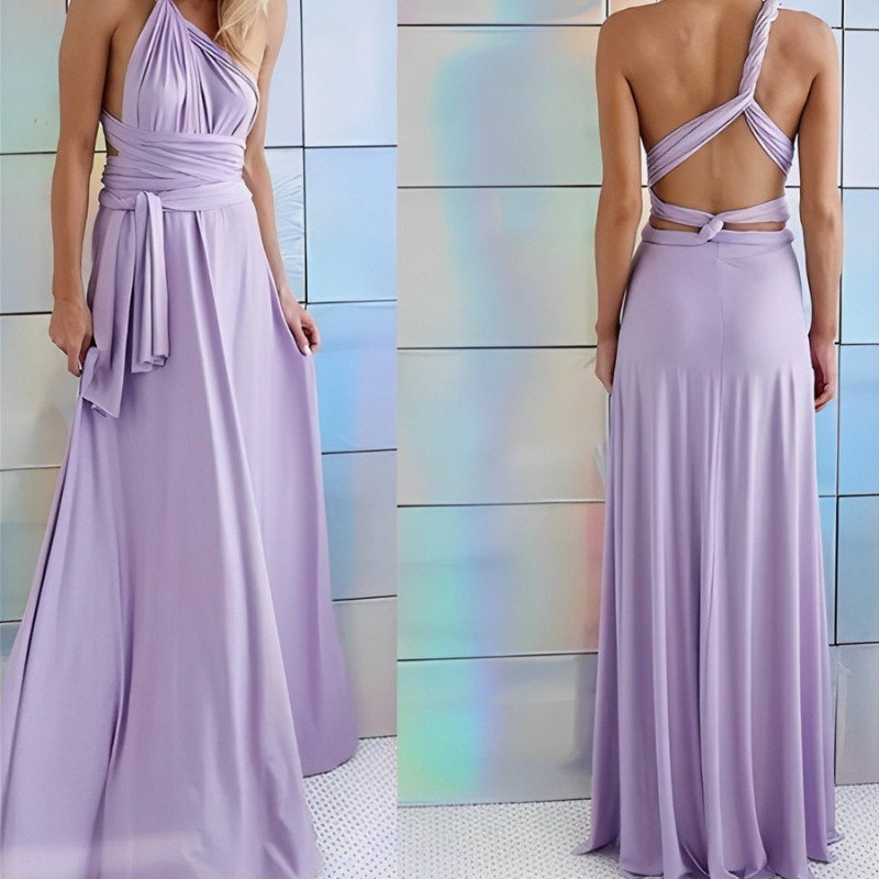 Purple Women’s Elegant Lightweight Wrap Dress on model