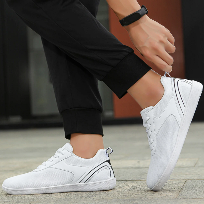 White Unisex Breathable Sole Lightweight Barefoot Shoes on the model