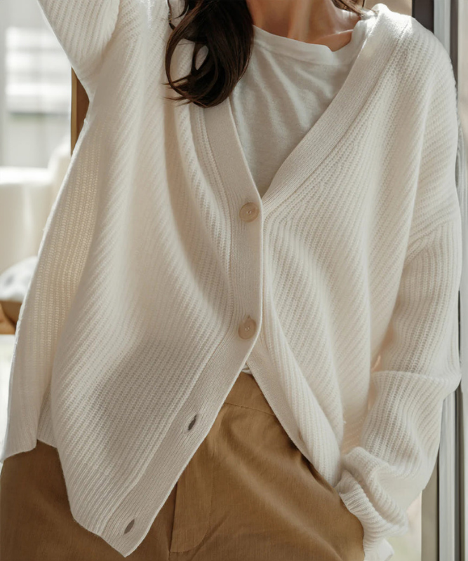 Women’s V-Neck Knit Cardigan with Button Closure