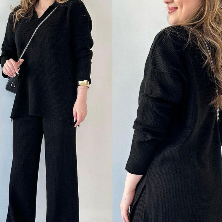 Black Women’s Relaxed Knit Set on model