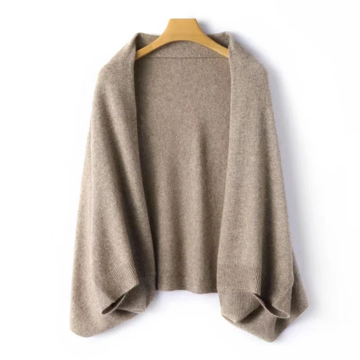 2 in 1 Women's Cashmere Cardigan and Shawl - Draped Silhouette