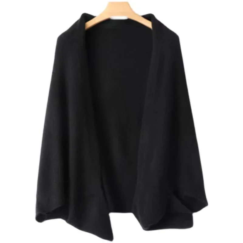 2 in 1 Women's Cashmere Cardigan and Shawl - Draped Silhouette