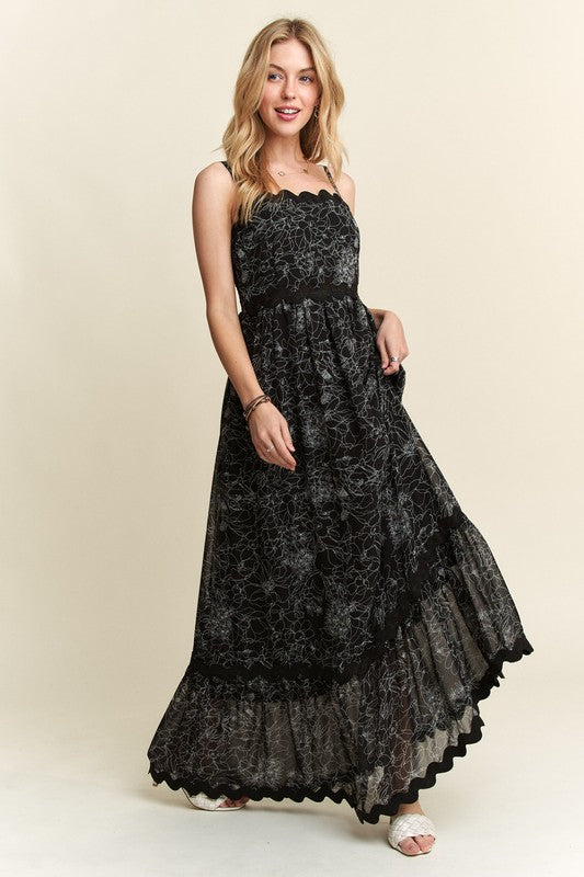 Adora | Women's Floral Adjustable Strap Maxi Cami Dress