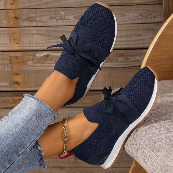 Marine Blue Women’s Orthopedic-Ergonomic Fit Sneakers on the model