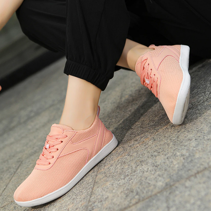 Pink Unisex Breathable Sole Lightweight Barefoot Shoes on the model