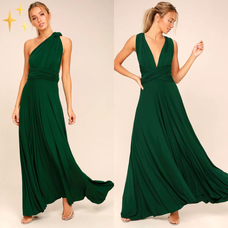 Green Women’s Elegant Lightweight Wrap Dress on model