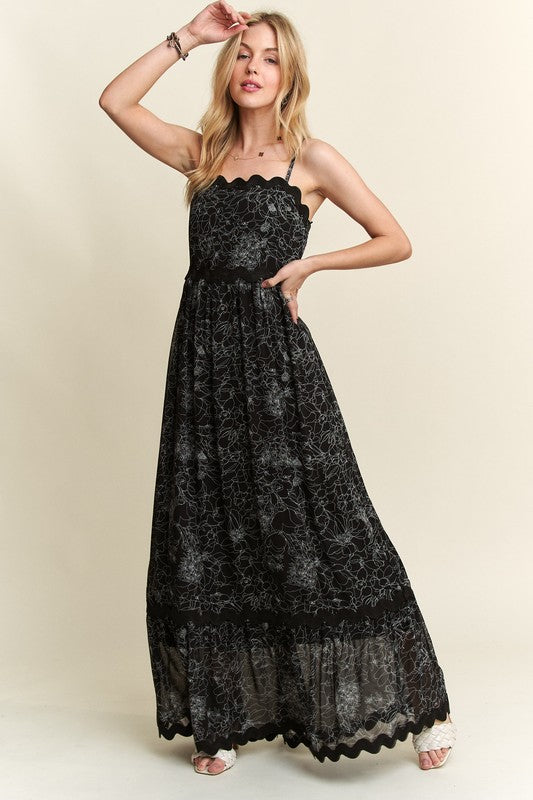Adora | Women's Floral Adjustable Strap Maxi Cami Dress