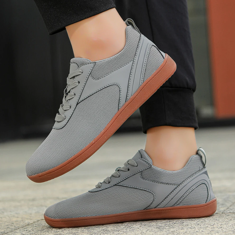 Gray Unisex Breathable Sole Lightweight Barefoot Shoes on the model