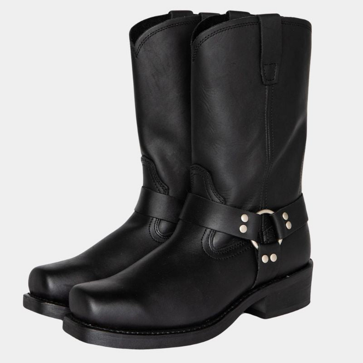 Black Men’s Modern Western Style Cowboy Boots on the model 