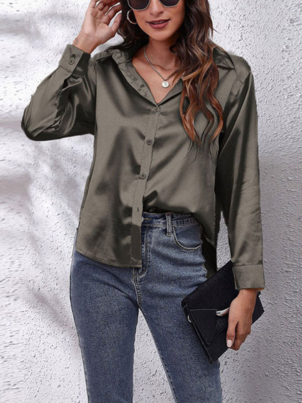 Green Women's Classic Long-Sleeved Shirt on model