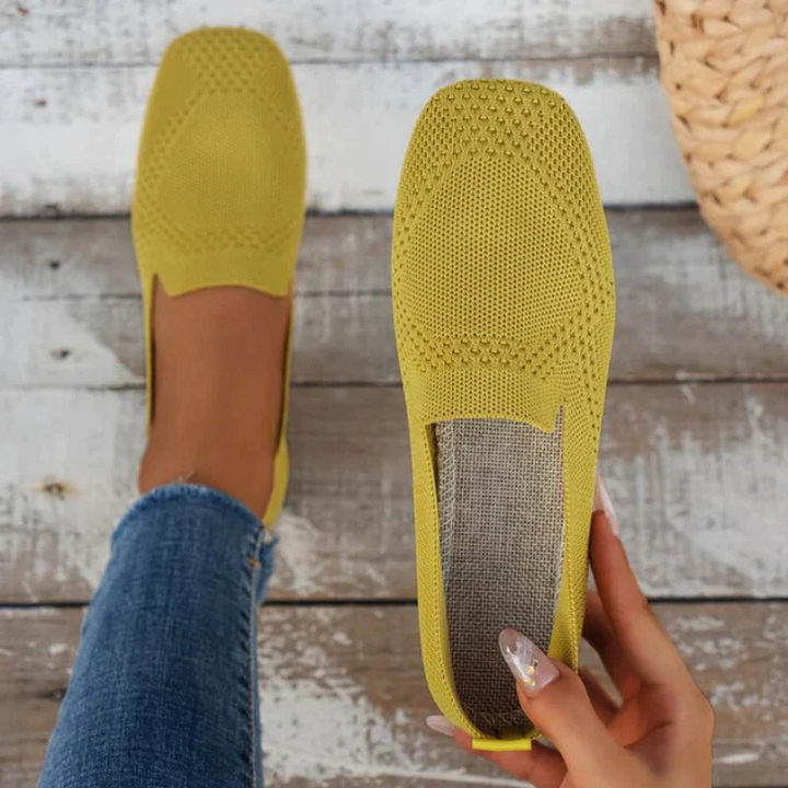Yellow Women’s Orthopedic Arch Support Slippers on the model