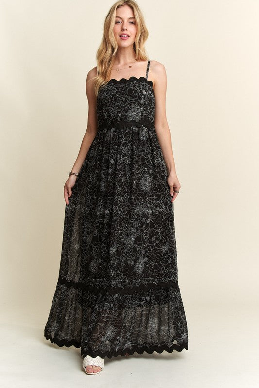Adora | Women's Floral Adjustable Strap Maxi Cami Dress