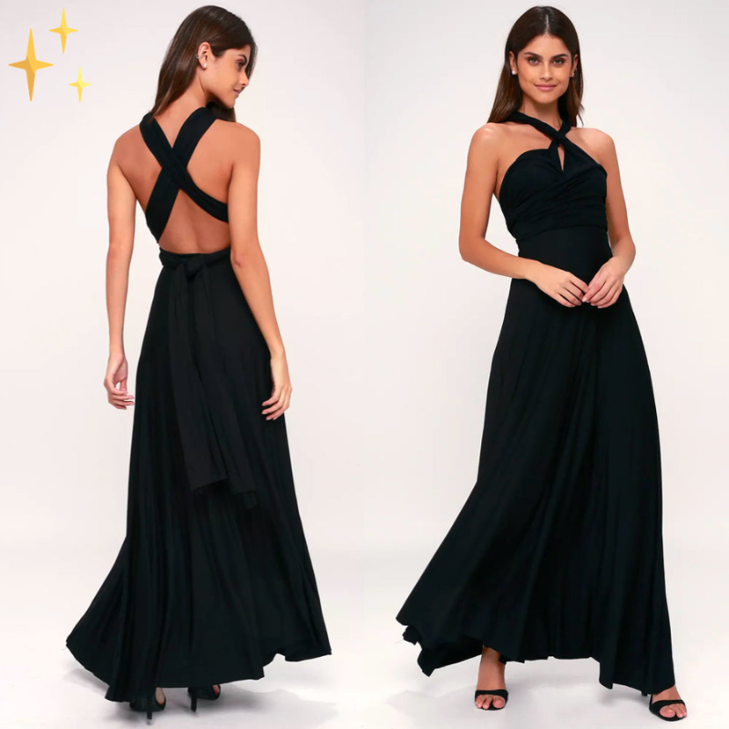 Black Women’s Elegant Lightweight Wrap Dress on model