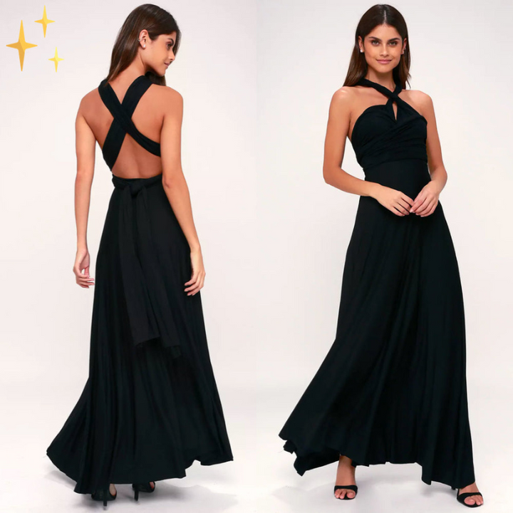 Black Women’s Elegant Lightweight Wrap Dress on model