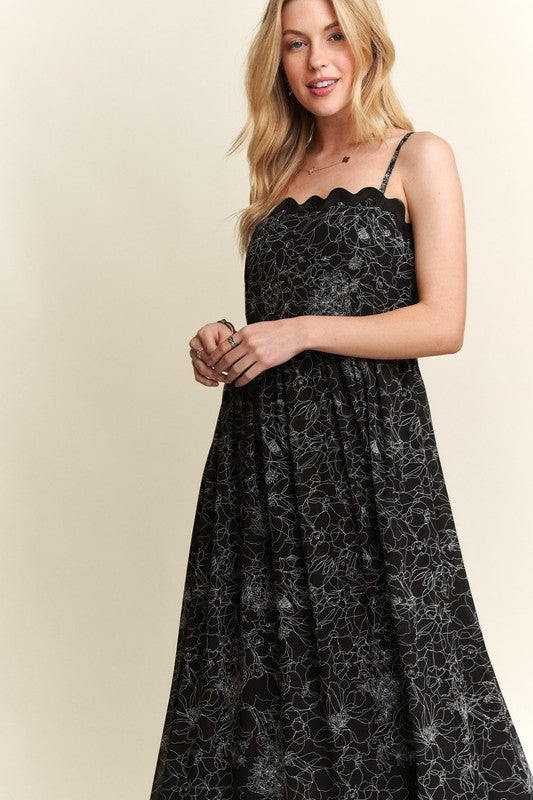 Adora | Women's Floral Adjustable Strap Maxi Cami Dress
