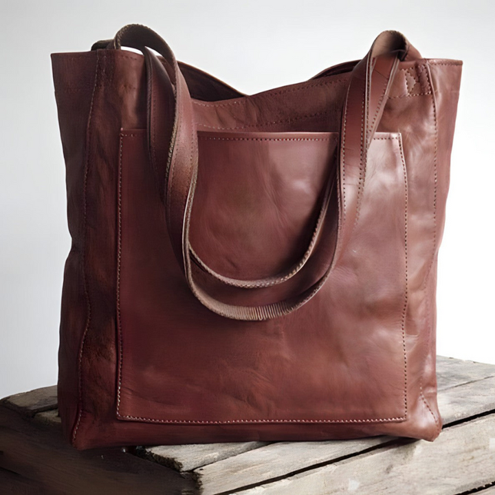Dark Brown Women’s Elegant Double Strap Handbag 