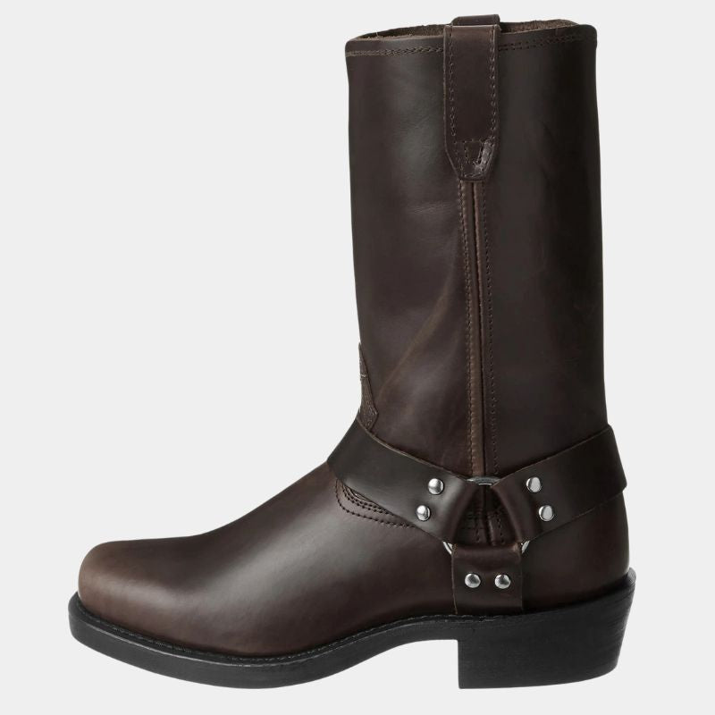 Dark Brown Men’s Modern Western Style Cowboy Boots on the model 