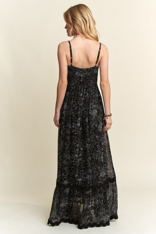 Adora | Women's Floral Adjustable Strap Maxi Cami Dress