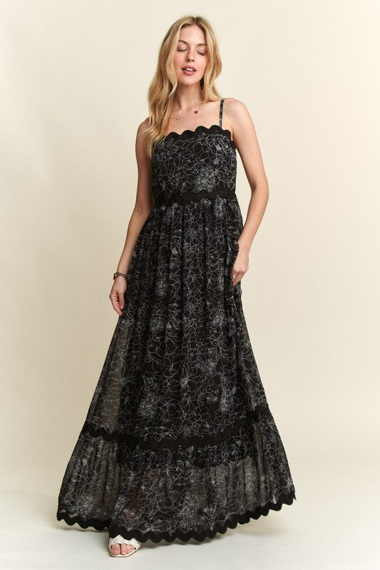 Adora | Women's Floral Adjustable Strap Maxi Cami Dress