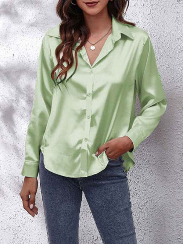 Green Women's Classic Long-Sleeved Shirt on model
