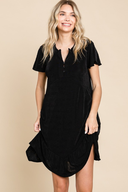 Abigail | Women's Full Size Short Sleeve Ruffled Asymmetric Hem Dress
