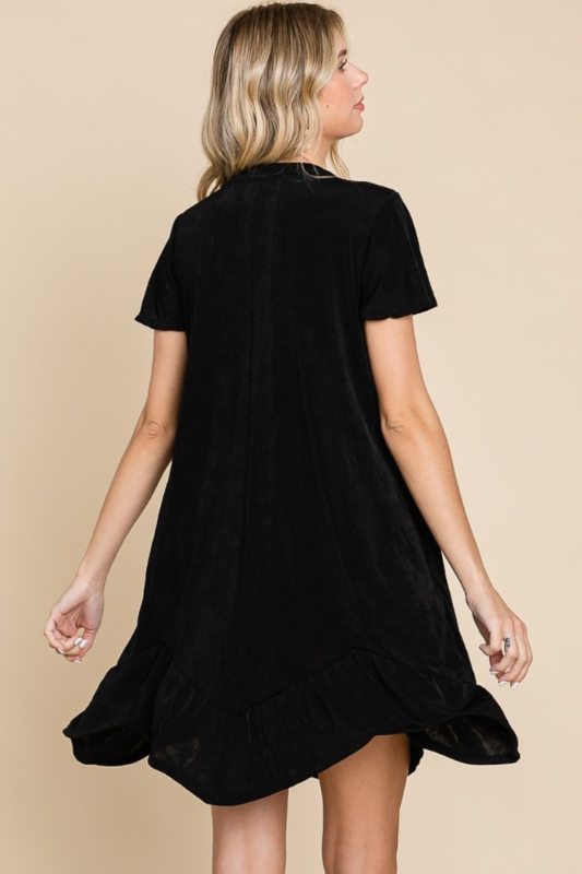 Abigail | Women's Full Size Short Sleeve Ruffled Asymmetric Hem Dress