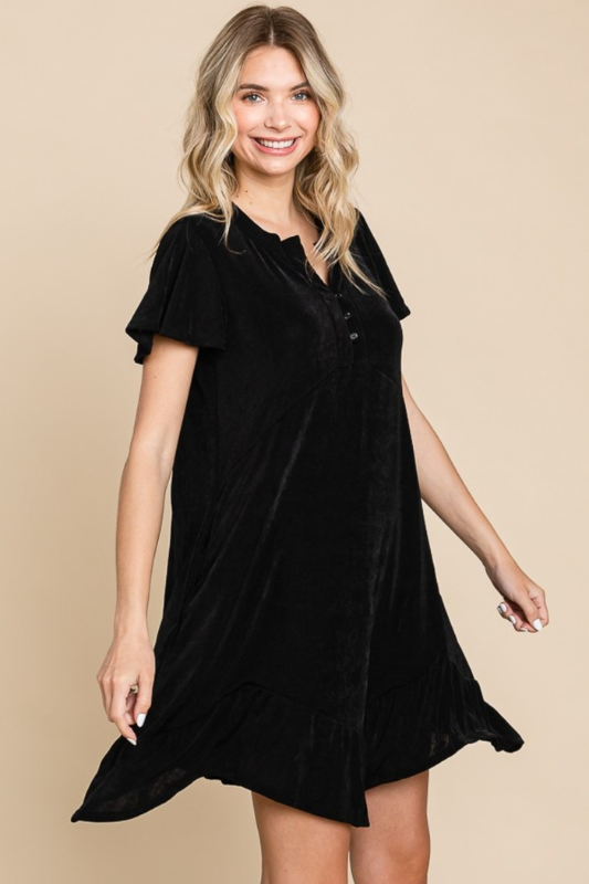Abigail | Women's Full Size Short Sleeve Ruffled Asymmetric Hem Dress
