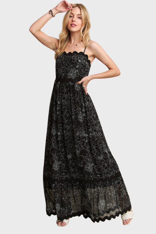 Adora | Women's Floral Adjustable Strap Maxi Cami Dress