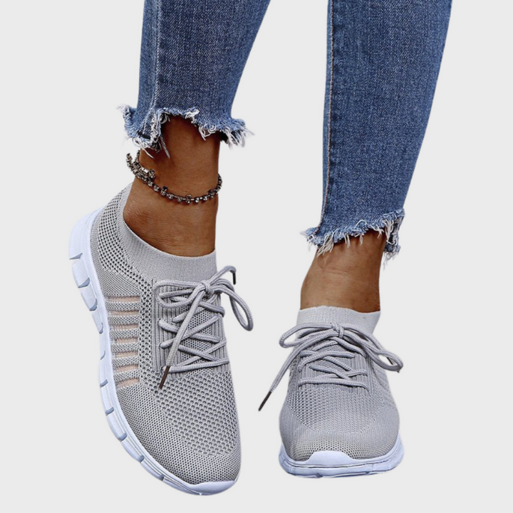 Women’s Lace-Up Knit  ock Collar Sneakers