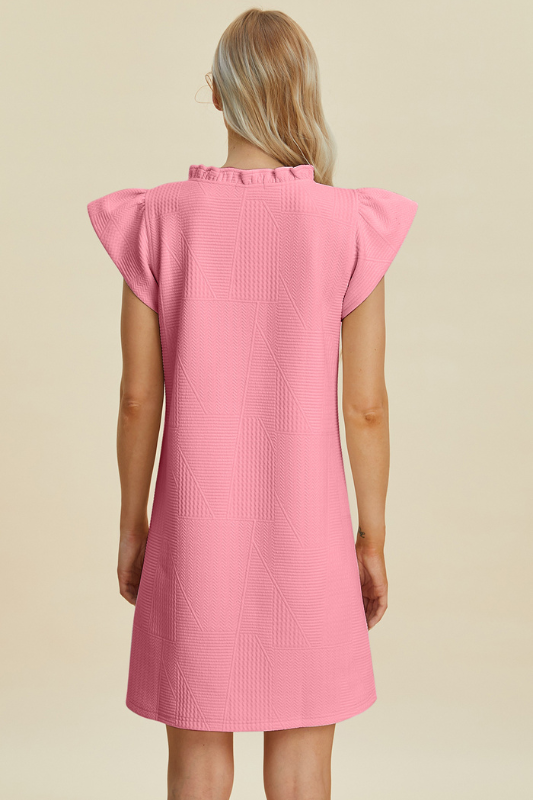 Aria | Women's Double Take Full Size Ruffled V-Neck Cap Sleeve Dress