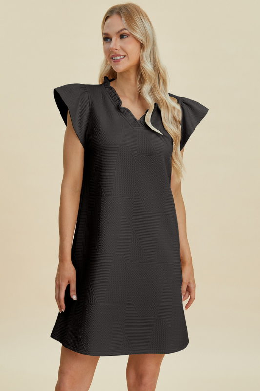 Aria | Women's Double Take Full Size Ruffled V-Neck Cap Sleeve Dress