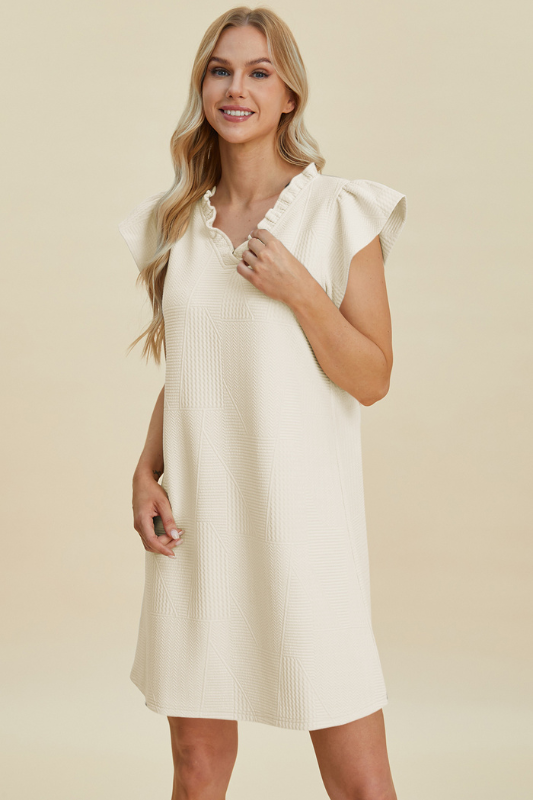 Aria | Women's Double Take Full Size Ruffled V-Neck Cap Sleeve Dress
